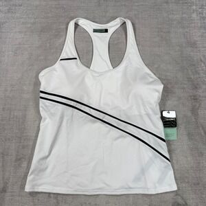InPhorm Shirt Womens Large White Angelika Striped Tank Top Pickleball Tennis